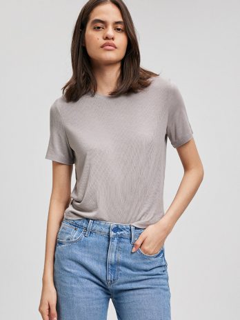 Футболка Lux Touch TENCEL TM серого цвета с обычным кроем, короткими рукавами и округлым вырезом, комфортный материал из 92%Modal и 8%Эластана
