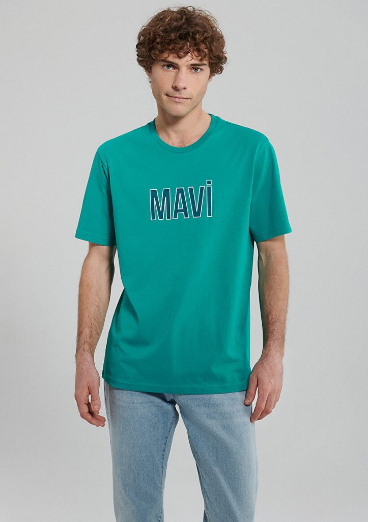 Мужская футболка с принтом логотипа Mavi, зеленая, 100% хлопок, размеры: S, XL, XS, XXL — изображение 3