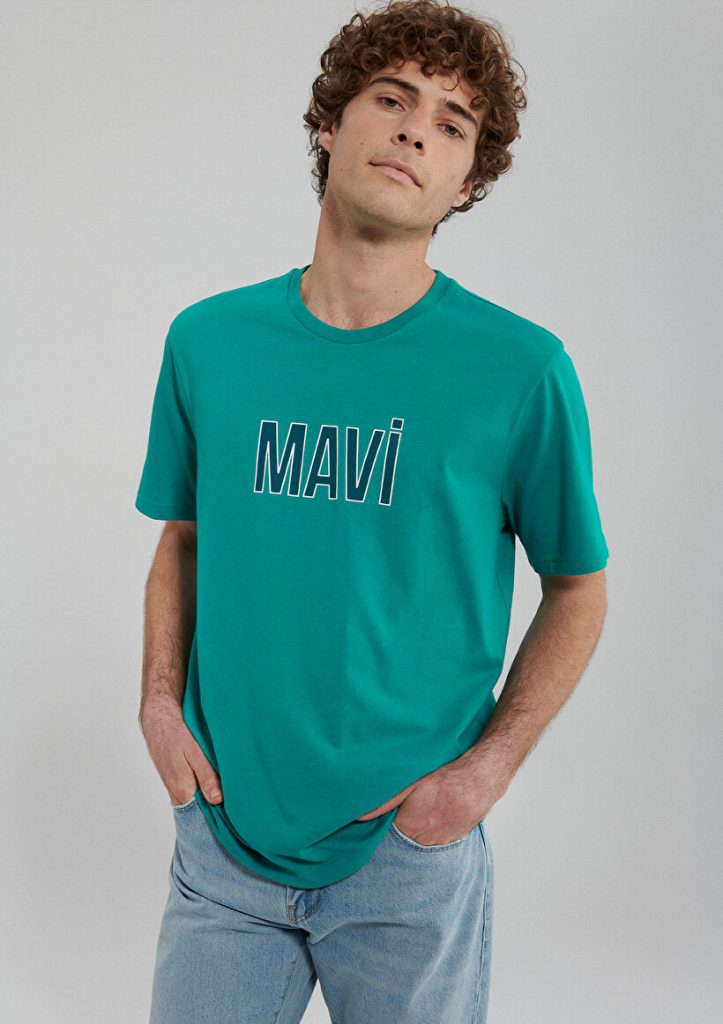 Мужская футболка с принтом логотипа Mavi, зеленая, 100% хлопок, размеры: S, XL, XS, XXL — изображение 2