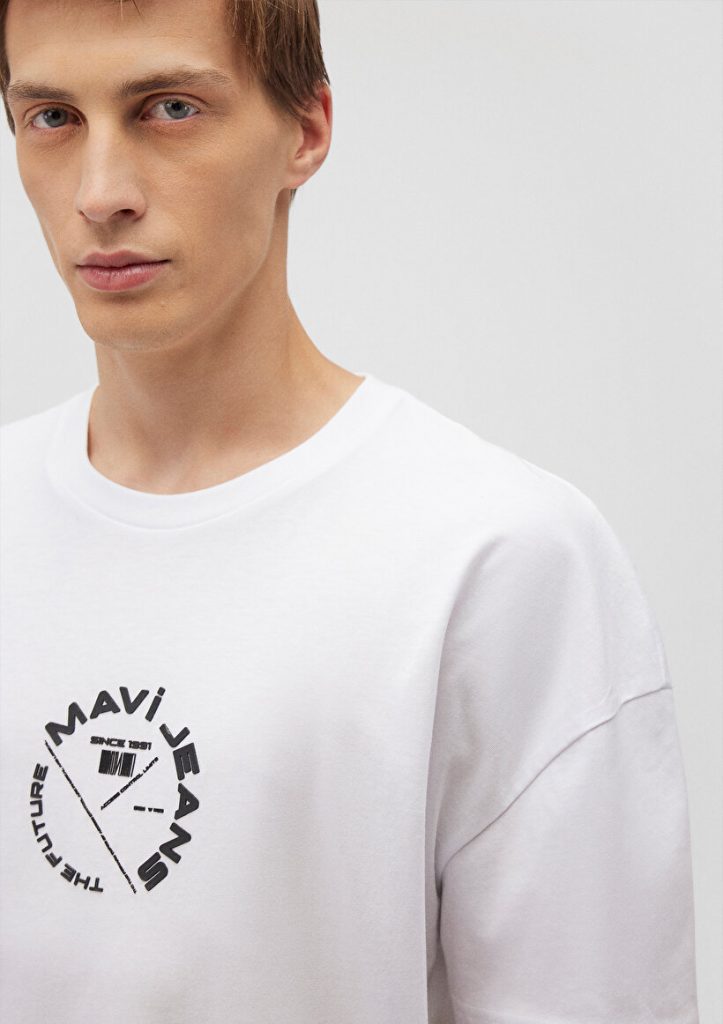 Мужская белая футболка с принтом на спине Mavi Jeans из 100% хлопка, размеры S, M, L, XL, XXL — изображение 5