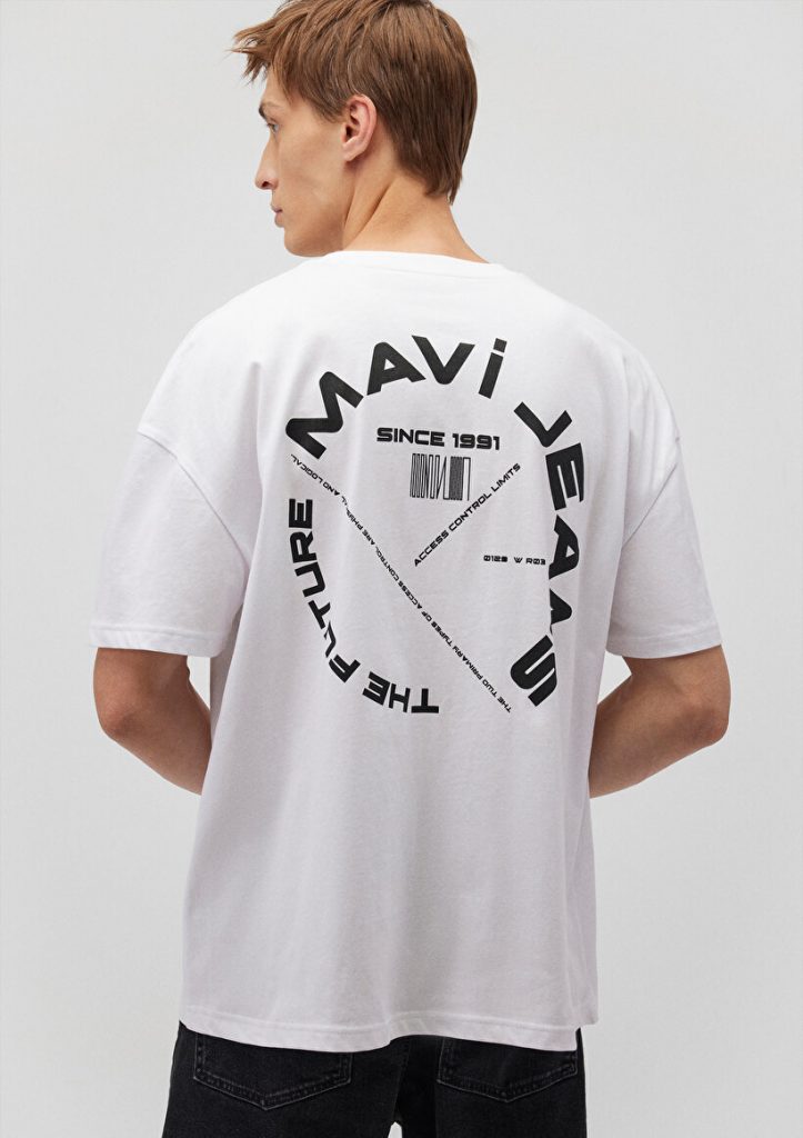 Мужская белая футболка с принтом на спине Mavi Jeans из 100% хлопка, размеры S, M, L, XL, XXL