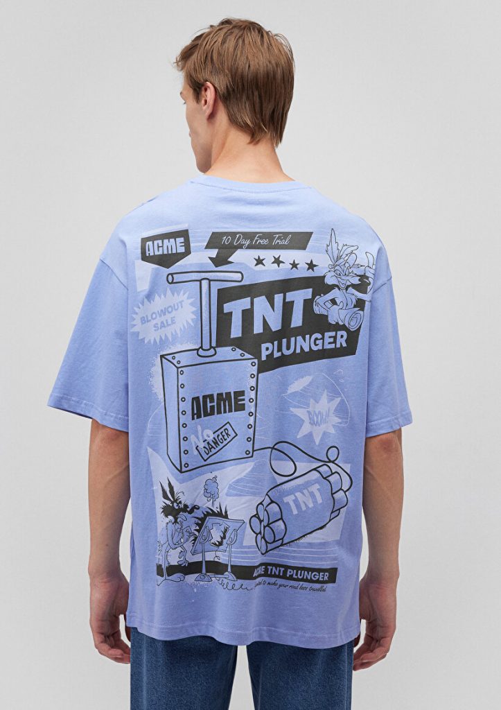 Футболка с принтом Road Runner, фиолетовая, от бренда MAVI, размеры S, M, L, XL, XS, 78% хлопка, 22% лен — изображение 4