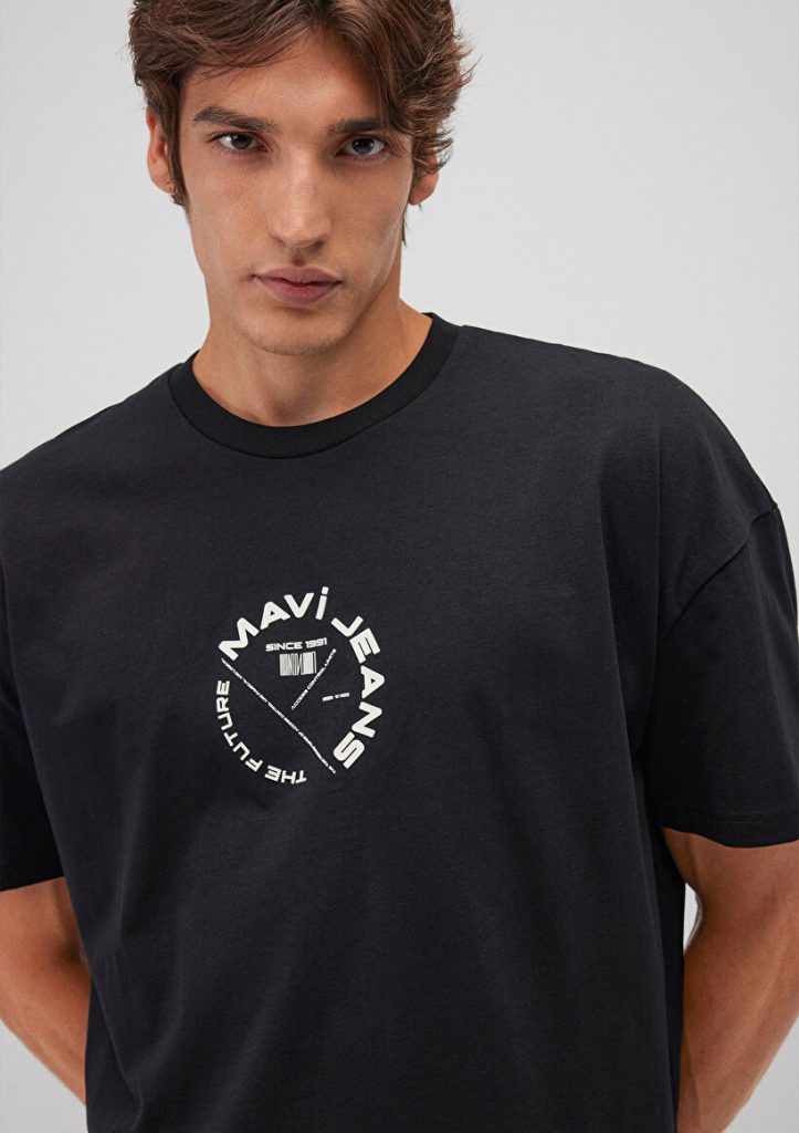 Черная футболка с принтом на спине от Mavi Jeans для мужчин, 100% хлопок, доступна в размерах S, M, L, XL, XXL