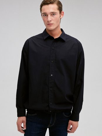 Темно-синий свет shirt MAVI, коллекция Mavi 100 к 100-летию Турецкой Республики, с кнопками спереди, регулируемый талией, 100% хлопок, размер XS