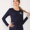 Женское платье с завязками на шее из 100% хлопкового трикотажа, размеры S-XXL, цвет - темно-синий — изображение 8