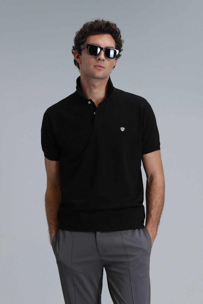 Черная мужская поло-майка Laon Smart с размерами S, M, L, XL, XXL, 3XL, 4XL