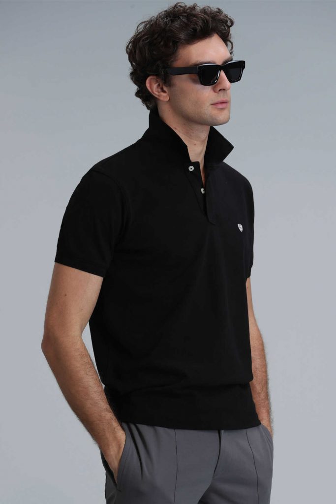 Черная мужская поло-майка Laon Smart с размерами S, M, L, XL, XXL, 3XL, 4XL — изображение 3