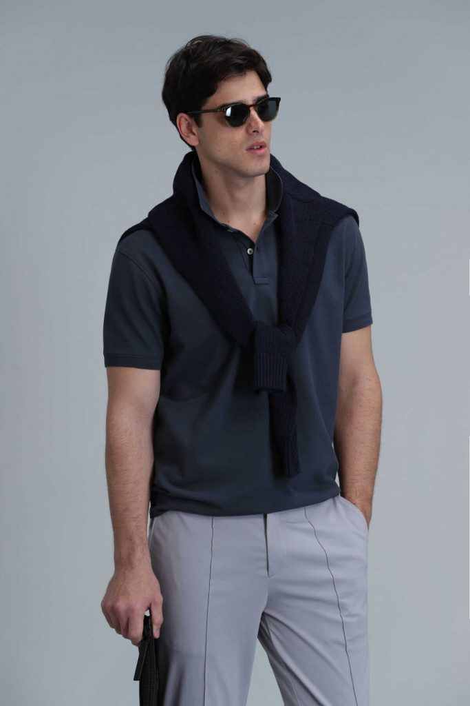 Умная мужская поло-футболка Laon антрацитового цвета, размеры: XS, S, M, L, XL, XXL, 3XL, 4XL — изображение 5