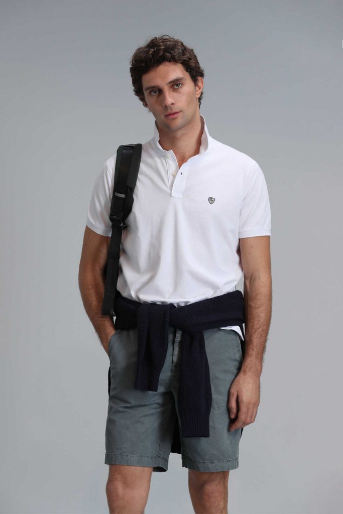 Умная мужская футболка-поло Laon белого цвета, размеры: XS, S, M, L, XL, XXL, 3XL, 4XL