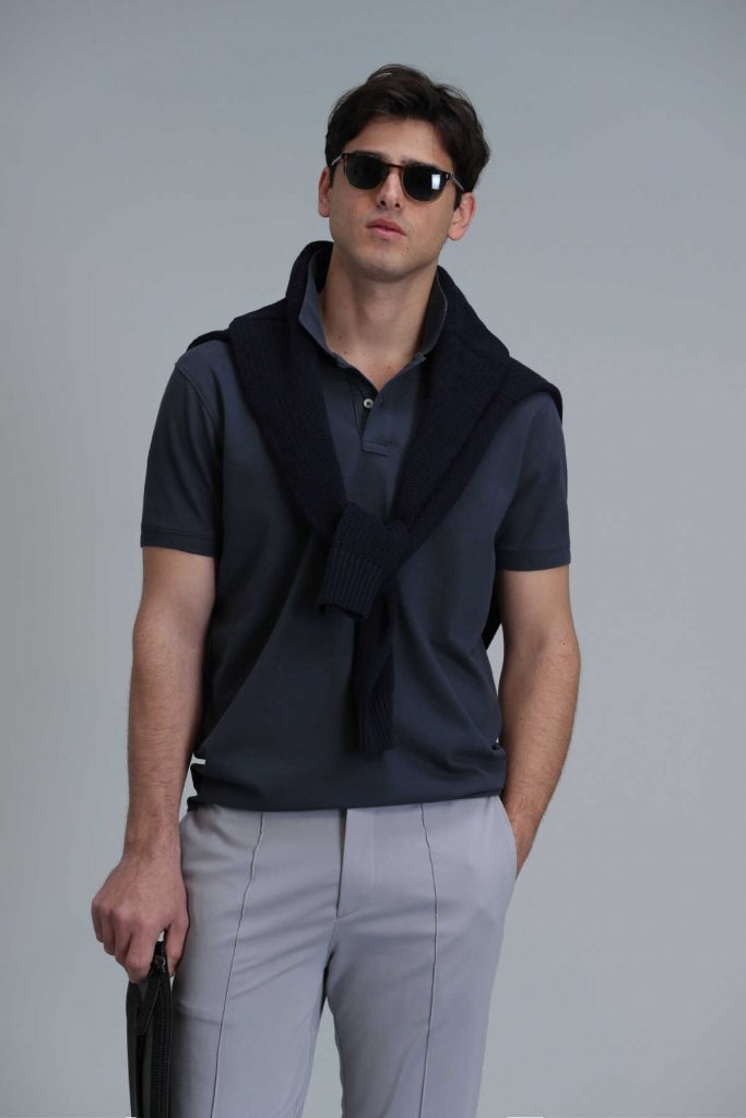 Умная мужская поло-футболка Laon антрацитового цвета, размеры: XS, S, M, L, XL, XXL, 3XL, 4XL