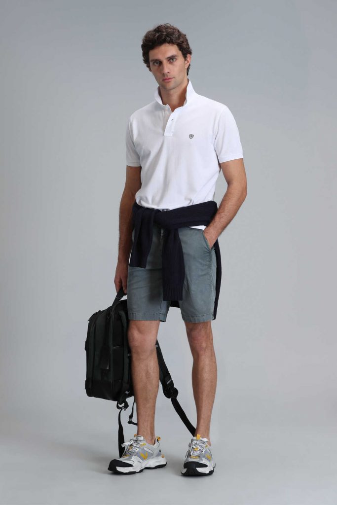 Умная мужская футболка-поло Laon белого цвета, размеры: XS, S, M, L, XL, XXL, 3XL, 4XL — изображение 4