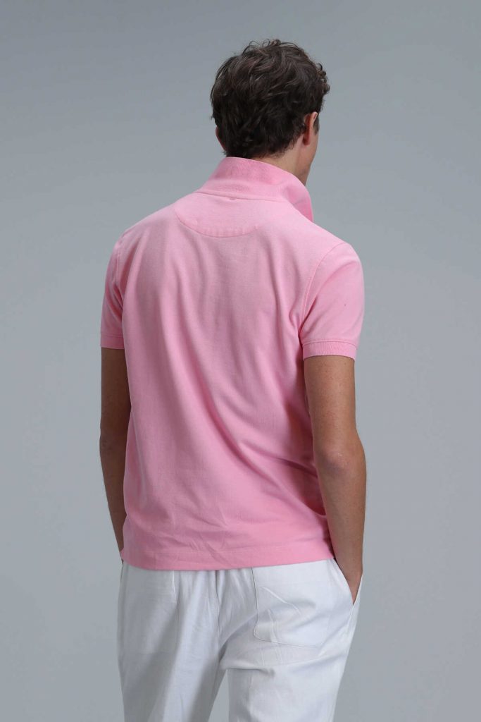 Умная мужская поло-футболка Laon розовая, размеры: XS, S, M, L, XL, XXL, 3XL, 4XL — изображение 6