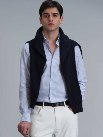 Удобная классическая мужская рубашка Varda Slim Fit синего цвета, доступные размеры S, M, L, XXL
