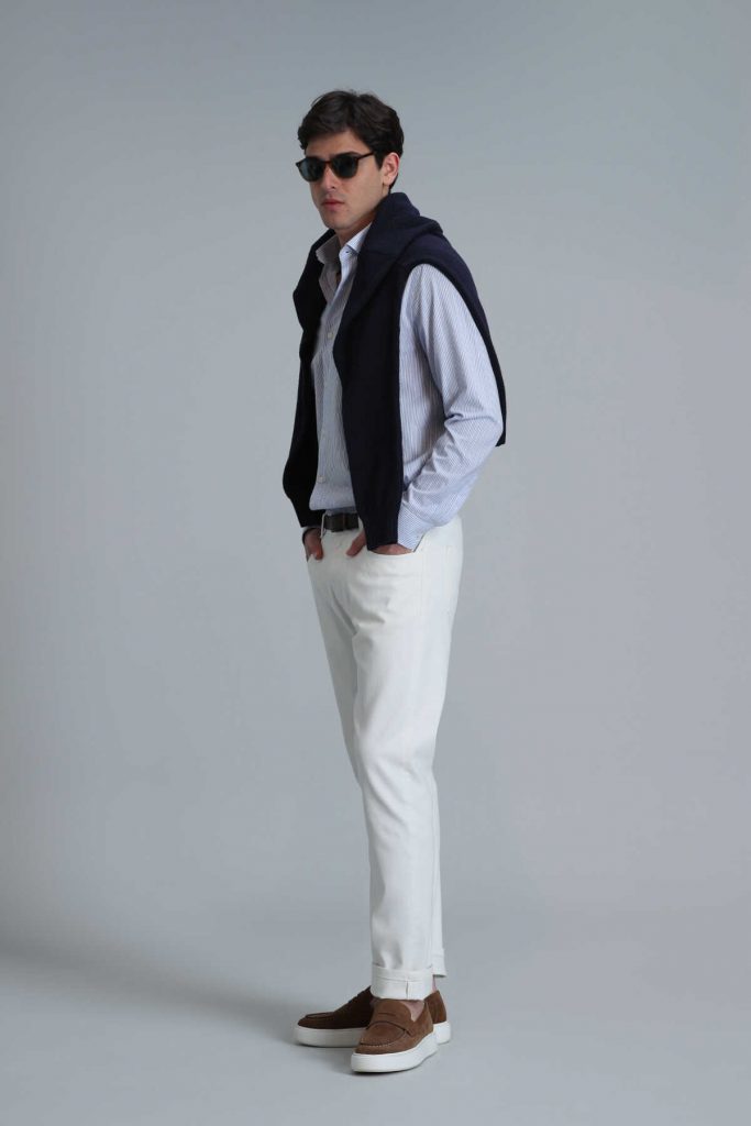 Удобная классическая мужская рубашка Varda Slim Fit синего цвета, доступные размеры S, M, L, XXL — изображение 4