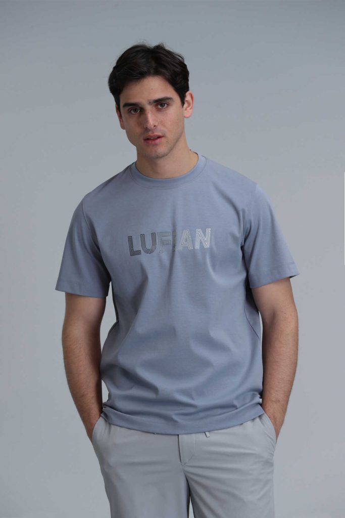 Современная графическая футболка Benjamın синего цвета, размеры XS, M, L, XXL