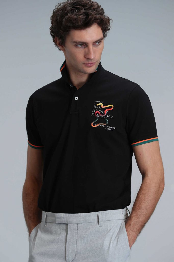 Поло-футболка Kıng Smart для мужчин черного цвета, размеры: XS, S, M, L, XL, XXL, 3XL, 4XL — изображение 3