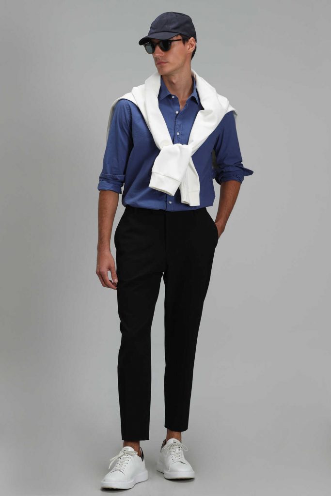 Умная мужская рубашка Comfort Slim Fit светло-синего цвета Makro, размеры XL, 3XL, L, M, XXL — изображение 2