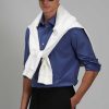 Умная мужская рубашка Comfort Slim Fit светло-синего цвета Makro, размеры XL, 3XL, L, M, XXL