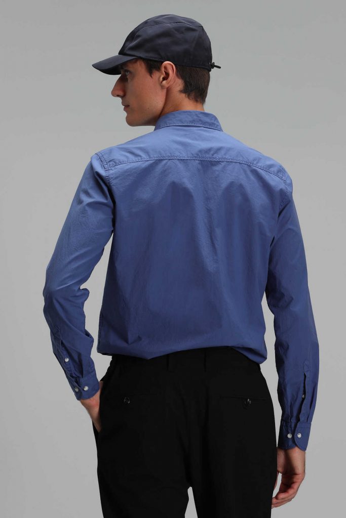 Умная мужская рубашка Comfort Slim Fit светло-синего цвета Makro, размеры XL, 3XL, L, M, XXL — изображение 6