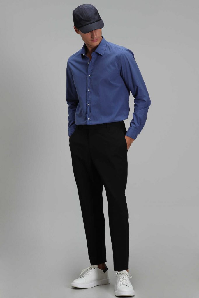 Умная мужская рубашка Comfort Slim Fit светло-синего цвета Makro, размеры XL, 3XL, L, M, XXL — изображение 5