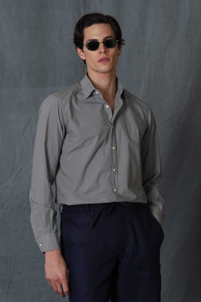 Мужская умная рубашка Comfort Slim Fit в нефтяном зеленом цвете