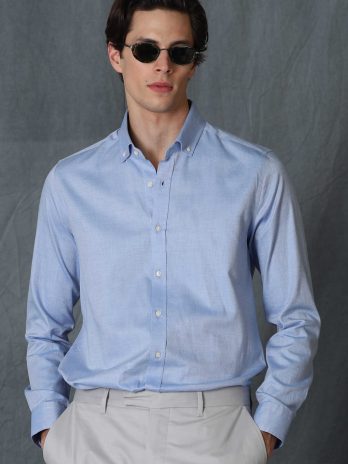 Умная мужская рубашка Daniel, slim fit, голубая, размер S