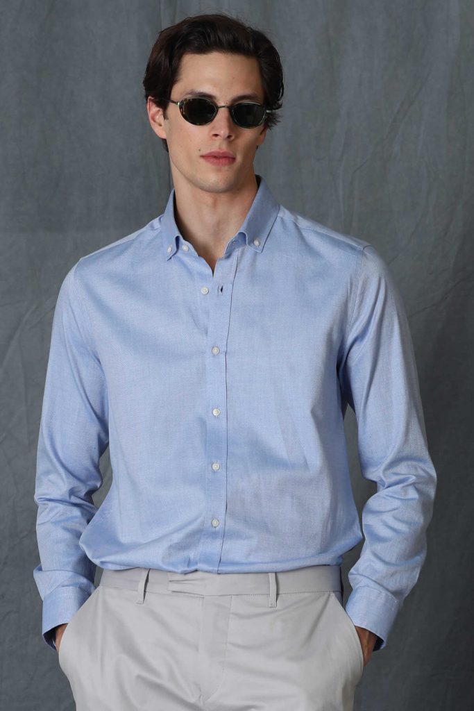 Умная мужская рубашка Daniel, slim fit, голубая, размер S