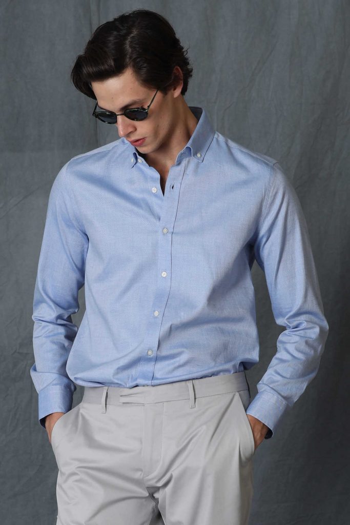 Умная мужская рубашка Daniel, slim fit, голубая, размер S — изображение 4