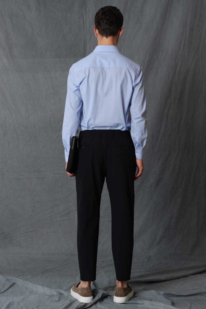 Синяя мужская умная рубашка Slim Fit — изображение 6