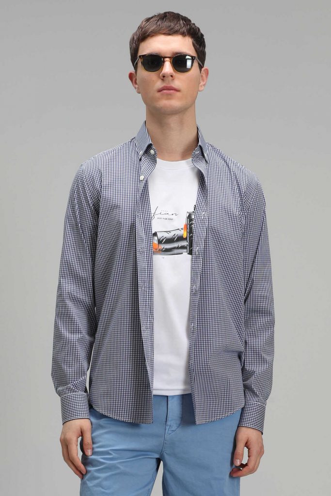 Умная рубашка Ardmin для мужчин, Slim Fit, темно-синяя, размер M
