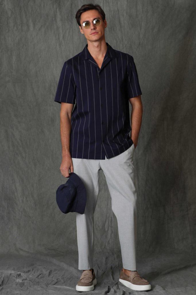 Умная мужская рубашка Comfort Slim Fit, темно-синяя, размер L — изображение 2