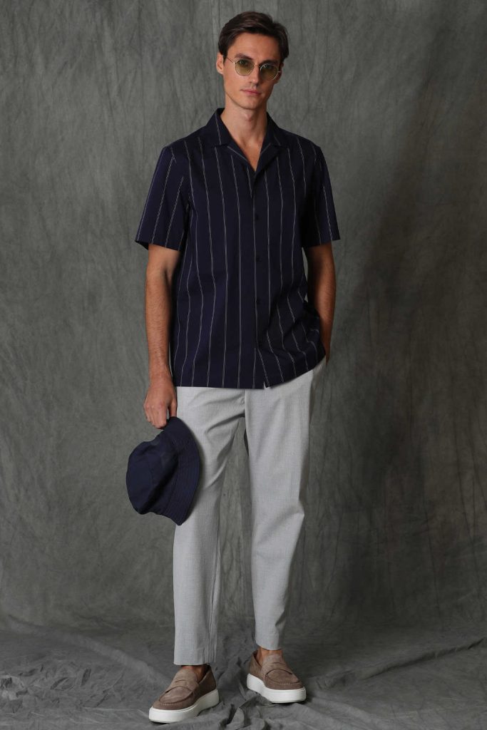 Умная мужская рубашка Comfort Slim Fit, темно-синяя, размер L — изображение 5