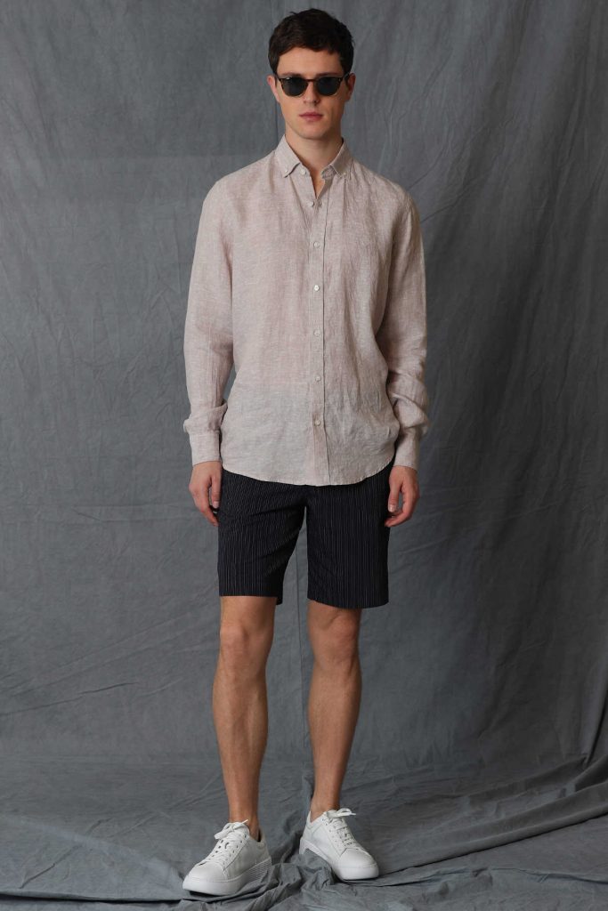 Мужская льняная рубашка Comfort Fit, бежевого цвета, размер XXL — изображение 2