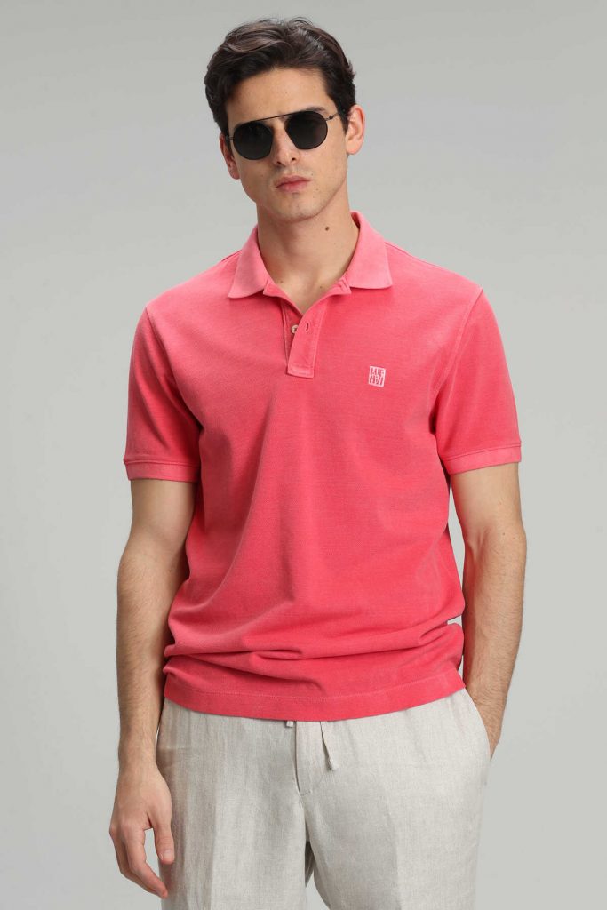 Мужская футболка с воротником поло Vernon, цвета коралл, размеры S, M, L, XL, 3XL, 4XL