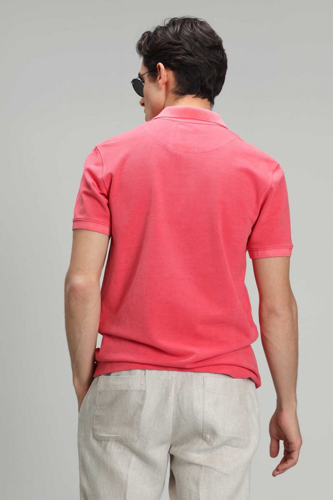 Мужская футболка с воротником поло Vernon, цвета коралл, размеры S, M, L, XL, 3XL, 4XL — изображение 6