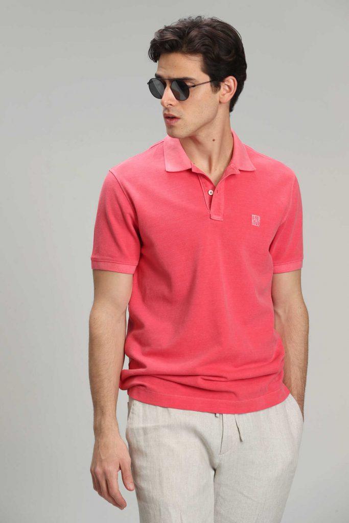Мужская футболка с воротником поло Vernon, цвета коралл, размеры S, M, L, XL, 3XL, 4XL — изображение 2