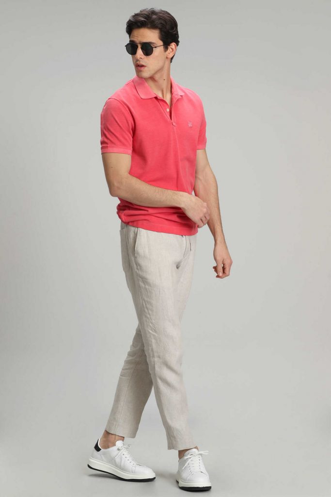 Мужская футболка с воротником поло Vernon, цвета коралл, размеры S, M, L, XL, 3XL, 4XL — изображение 5