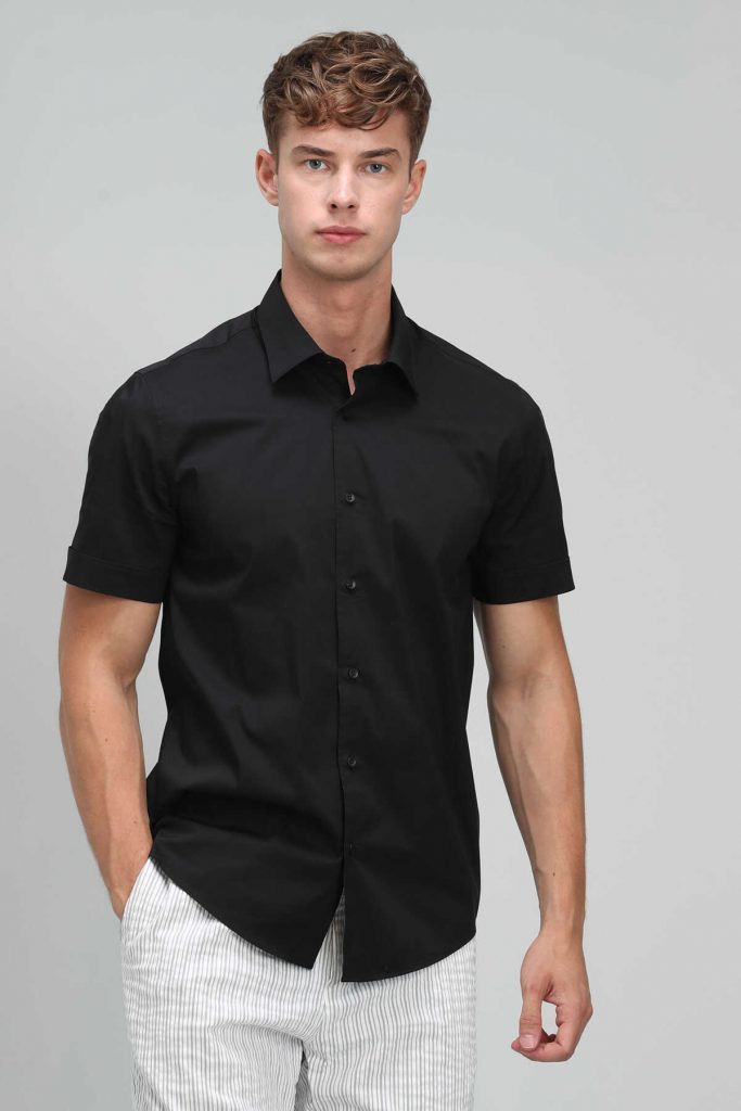 Умная черная рубашка Arus для мужчин Slim Fit