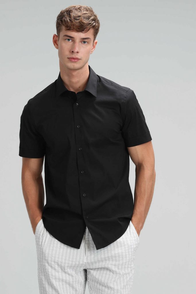 Умная черная рубашка Arus для мужчин Slim Fit — изображение 2
