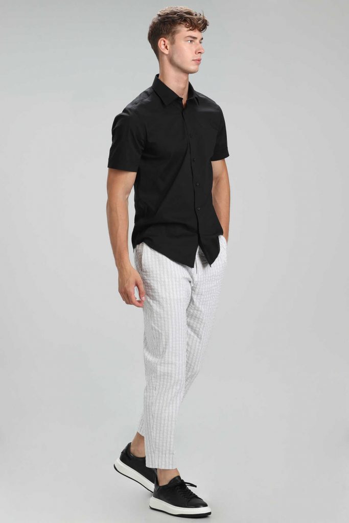 Умная черная рубашка Arus для мужчин Slim Fit — изображение 5