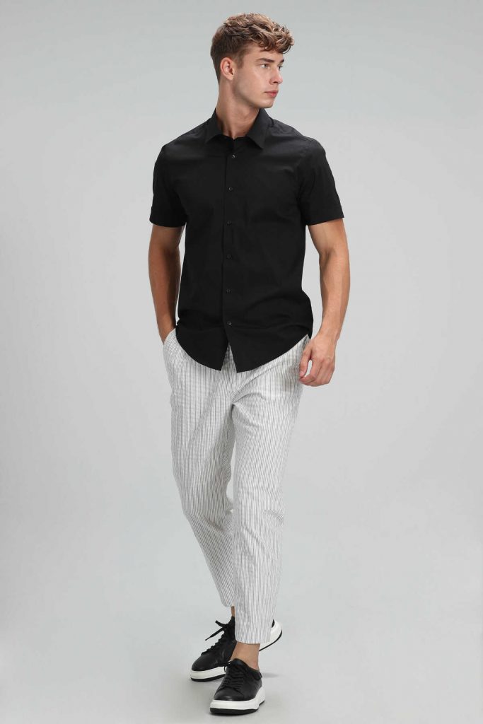 Умная черная рубашка Arus для мужчин Slim Fit — изображение 4
