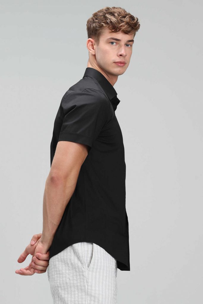 Умная черная рубашка Arus для мужчин Slim Fit — изображение 3