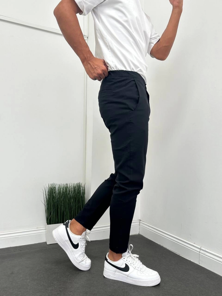 Мужские брюки slimfit из парашютной ткани с эластичным поясом - кремовый — изображение 2