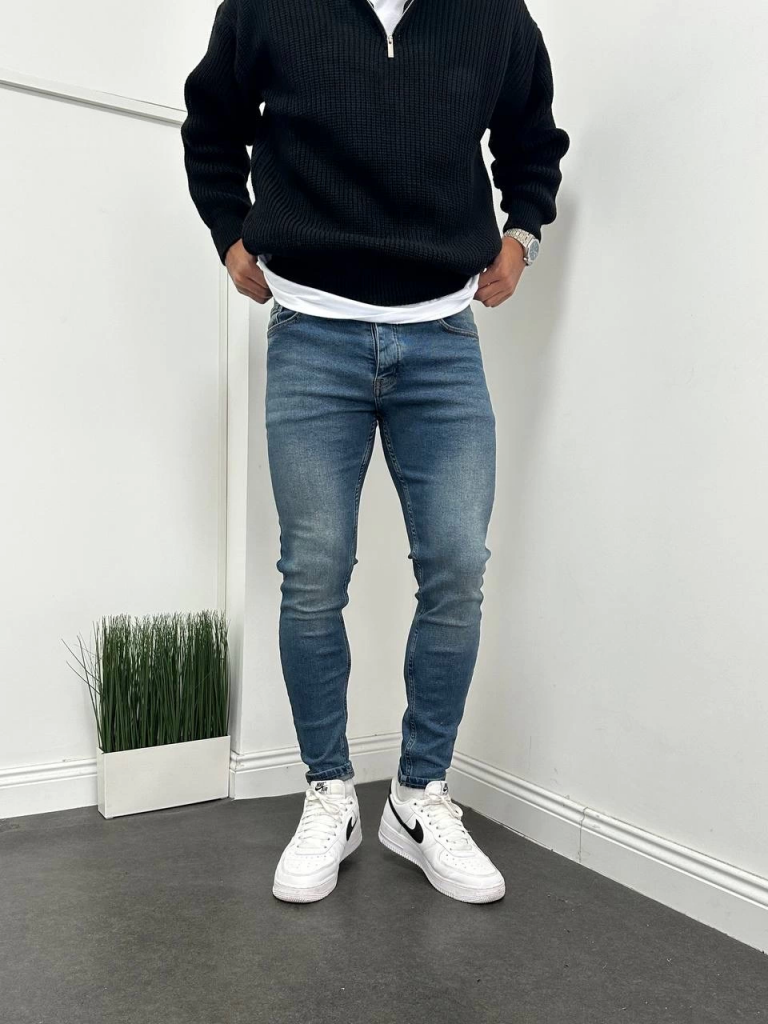 Мужские узкие джинсы Skinny Fit - темно-синие, размеры 29-36, для роста 160-190 см, идеально подходят для активного образа жизни — изображение 2