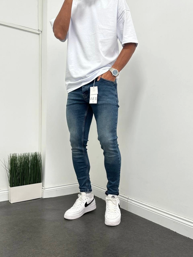 Мужские узкие джинсы Skinny Fit - темно-синие, размеры 29-36, для роста 160-190 см, идеально подходят для активного образа жизни