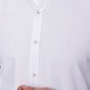 Мужская белая хлопковая мини-оксфордская сорочка Slim Fit без карманов и с пуговицами — изображение 5