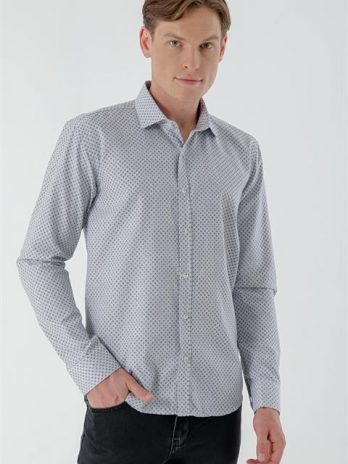 Мужская черная рубашка slim fit с рисунком Morven, итальянский воротник, 56% хлопок, 44% полиэстер, длинные рукава, без карманов