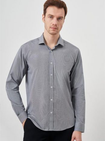 Мужская черная хлопковая рубашка с итальянским воротником, slim fit, с принтом, длинный рукав, 100% хлопок