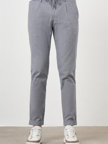 Мужские темно-синие спортивные брюки jogger slim fit из хлопка и льна с карманами и завязками