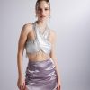 Серрая юбка Blaze трикотажного кроя, модель XS, блестящий патен, идеальная для стильного образа — изображение 2